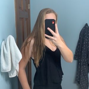 Black Button Down Tank-top; M